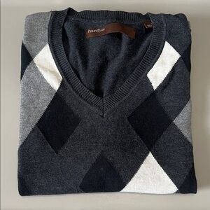Perry Ellis Argyle Sweater Vest Gray Size Large